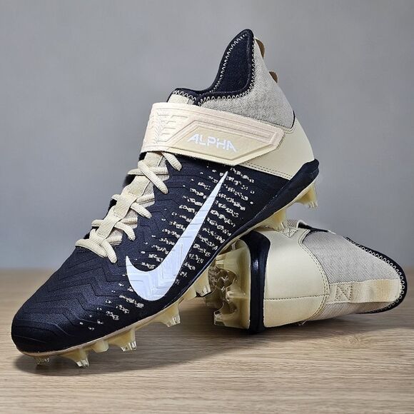 Nike Alpha Menace Pro 2 Mid Football Cleats Black Gold White Men's 11 BV3946-700 - Picture 1 of 15